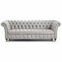 Casa Padrino Luxus Chesterfield Leder 3er Sofa Hellgrau 235 cm - Echtleder M�bel