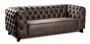 Casa Padrino Luxus Chesterfield Leder 2er Sofa Vintage Braun / Schwarz 167 x 95 x H. 80 cm - Echtleder Wohnzimmer Sofa - Chesterfield Wohnzimmer M�bel 