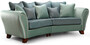 Casa Padrino Luxus 3er Sofa Gr�n / Blau / Dunkelbraun 290 x 120 x H. 100 cm - Gebogenes Wohnzimmer Sofa - Luxus Wohnzimmer M�bel 