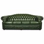 Casa Padrino Luxus Chesterfield Leder 4er Sofa Gr�n / Dunkelbraun 236,5 cm - Echtleder M�bel
