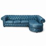 Casa Padrino Luxus Chesterfield Leder Ecksofa Vintage Blau 293 cm - Chesterfield M�bel