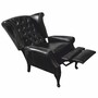 Casa Padrino Luxus Chesterfield Leder Fernsehsessel Vintage Schwarz / Schwarz H. 110 cm - Echtleder Wohnzimmer Sessel 