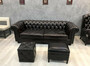 Casa Padrino Luxus Chesterfield Leder Hocker Vintage Schwarz 40 x 40 x H. 45 cm - Echtleder Fu�hocker - Echtleder W�rfelhocker - Chesterfield Wohnzimmer - Echtleder M�bel - Luxus M�bel