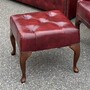 Casa Padrino Luxus Chesterfield Leder Hocker Boardeauxrot / Braun H. 45 cm