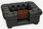 Casa Padrino Luxus Chesterfield Leder Hundebett Schwarz / Mehrfarbig 109 x 89 x H. 37 cm - Rechteckiges Echtleder Hundebett - Luxus Chesterfield Leder Tierm�bel 