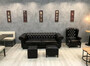 Casa Padrino Luxus Chesterfield Leder Ohrensessel Schwarz - Chesterfield Echtleder Wohnzimmer Sessel - Wohnzimmer M�bel - Chesterfield M�bel - Echtleder M�bel - Luxus M�bel - Luxus Einrichtung