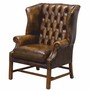 Casa Padrino Luxus Chesterfield Leder Ohrensessel Antik Braun / Braun H. 113 cm - Echtleder M�bel