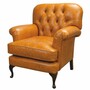 Casa Padrino Luxus Chesterfield Leder Sessel Vintage Senfbraun / Dunkelbraun 89 cm - Echtleder M�bel