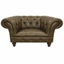 Casa Padrino Luxus Chesterfield Leder Sessel Olivgr�n / Dunkelbraun 123 cm - Echtleder M�bel