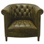 Casa Padrino Luxus Chesterfield Leder Sessel Moosgr�n / Dunkelbraun 76 cm - Echtleder M�bel
