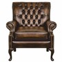 Casa Padrino Luxus Chesterfield Leder Sessel Antik Braun / Dunkelbraun 81,5 cm - Echtleder M�bel