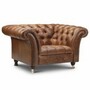 Casa Padrino Luxus Chesterfield Leder Sessel Vintage Braun / Dunkelbraun 127 cm - Echtleder M�bel 