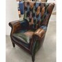 Casa Padrino Luxus Chesterfield Leder Patchwork Sessel Bunt / Dunkelbraun - Leder M�bel