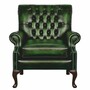 Casa Padrino Luxus Chesterfield Leder Sessel Antik Gr�n / Dunkelbraun 81,5 cm - Echtleder M�bel