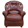 Casa Padrino Luxus Leder Sessel Dunkelbraun 85 cm - Echtleder Wohnzimmer & B�ro M�bel