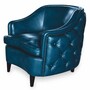 Casa Padrino Luxus Chesterfield Leder Sessel Blau / Schwarz - Echtleder Wohnzimmer M�bel