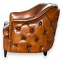 Casa Padrino Luxus Chesterfield Leder Sessel Hellbraun / Schwarz - Echtleder Wohnzimmer M�bel