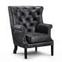 Casa Padrino Luxus Chesterfield Leder Sessel Vintage Dunkelgrau / Schwarz H. 115 cm 