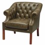 Casa Padrino Luxus Chesterfield Leder Sessel Vintage Olivgr�n / Braun 90 cm - Echtleder M�bel
