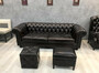 Casa Padrino Luxus Chesterfield Leder Sofa Schwarz 240 x 100 x H. 80 cm - Echtleder Wohnzimmer Sofa - Wohnzimmer M�bel - Chesterfield M�bel - Luxus M�bel - Luxus Wohnzimmer Einrichtung