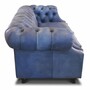 Casa Padrino Luxus Chesterfield Leder Sofa Vintage Hellblau / Dunkelbraun 200 cm