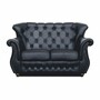 Casa Padrino Luxus Chesterfield Leder Sofa Schwarz / Dunkelbraun 150 cm - Echtleder M�bel 