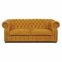 Casa Padrino Luxus Chesterfield Samt Sofa Ocker / Dunkelbraun 200 cm - Wohnzimmer M�bel 
