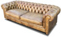 Casa Padrino Luxus Chesterfield Leder Sofa Vintage Hellbraun 240 x 100 x H. 80 cm - Echtleder Wohnzimmer Sofa - Wohnzimmer M�bel - Chesterfield M�bel - Luxus M�bel - Luxus Wohnzimmer Einrichtung