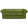 Casa Padrino Luxus Chesterfield Leder Sofa Vintage Gr�n / Schwarz 224 cm - Echtleder M�bel