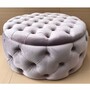 Casa Padrino Luxus Chesterfield Rundhocker mit Stauraum Grau  100 x H. 45 cm