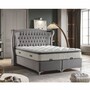 Casa Padrino Luxus Chesterfield Samt Doppelbett mit Matratze Grau / Silber - Verschiedene Gr��en 