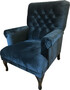 Casa Padrino Luxus Chesterfield Samt Sessel Mitternachtsblau / Schwarz 82 x 75 x H. 93 cm - Chesterfield Wohnzimmer M�bel 