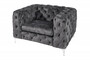 Casa Padrino Chesterfield Samt Sessel Grau / Silber - Moderner Wohnzimmer Sessel - Chesterfield M�bel