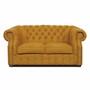 Casa Padrino Luxus Chesterfield Samt Sofa Ocker / Dunkelbraun 160 cm - Wohnzimmer M�bel 