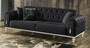 Casa Padrino Luxus Chesterfield Schlafsofa Dunkelgrau / Wei� / Gold 230 x 95 x H. 83 cm - Wohnzimmer Sofa mit 3 Kissen - Luxus Wohnzimmer M�bel