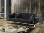 Casa Padrino Luxus Chesterfield Schlafsofa Dunkelgrau / Wei� / Gold 230 x 95 x H. 83 cm - Wohnzimmer Sofa mit 3 Kissen - Luxus Wohnzimmer M�bel