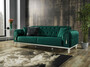 Casa Padrino Luxus Chesterfield Schlafsofa Gr�n / Wei� / Gold 230 x 95 x H. 83 cm - Wohnzimmer Sofa mit 3 Kissen - Luxus Wohnzimmer M�bel