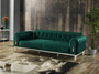 Casa Padrino Luxus Chesterfield Schlafsofa Gr�n / Wei� / Gold 230 x 95 x H. 83 cm - Wohnzimmer Sofa mit 3 Kissen - Luxus Wohnzimmer M�bel
