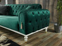 Casa Padrino Luxus Chesterfield Schlafsofa Gr�n / Wei� / Gold 230 x 95 x H. 83 cm - Wohnzimmer Sofa mit 3 Kissen - Luxus Wohnzimmer M�bel