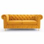 Casa Padrino Chesterfield Schlafsofa Gelb / Gold 212 cm - Wohnzimmer M�bel