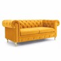 Casa Padrino Chesterfield Schlafsofa Gelb / Gold 212 cm - Wohnzimmer M�bel