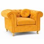 Casa Padrino Chesterfield Samt Sessel Gelb / Gold 107 cm - Wohnzimmer M�bel