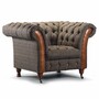 Casa Padrino Luxus Chesterfield Sessel Grau / Braun 127 cm - Wohnzimmer M�bel 