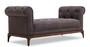 Casa Padrino Luxus Chesterfield Sitzbank Lila / Braun 150 x 58 x H. 67 cm - Moderne gepolsterte Massivholz Bank mit edlem Samtstoff - Luxus Qualit�t