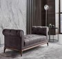 Casa Padrino Luxus Chesterfield Sitzbank Lila / Braun 150 x 58 x H. 67 cm - Moderne gepolsterte Massivholz Bank mit edlem Samtstoff - Luxus Qualit�t