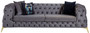 Casa Padrino Luxus Chesterfield Samt Sofa Grau / Messing 240 x 95 x H. 81 cm - Modernes Wohnzimmer Sofa - Chesterfield M�bel