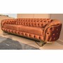 Casa Padrino Luxus Chesterfield Samt Sofa Braun / Gold 240 cm - Luxus M�bel