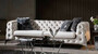 Casa Padrino Luxus Chesterfield Sofa Wei� / Silber 240 x 100 x H. 72 cm - Wohnzimmer Sofa - Chesterfield Wohnzimmer M�bel