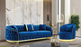 Casa Padrino Luxus Chesterfield Sofa Blau / Gold 240 x 95 x H. 72 cm - Modernes Wohnzimmer Sofa - Chesterfield Wohnzimmer M�bel