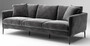 Casa Padrino Luxus Sofa Grau / Schwarz 240 x 98 x H. 60 cm - Wohnzimmer Sofa mit edlem Samtstoff - Luxus Wohnzimmer M�bel